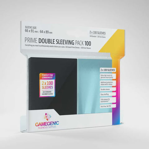 Prime Double Sleeving Pack 100 - Clear & Black (2 x 100ct.)